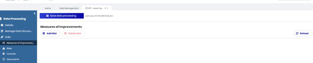 The Links – Measures of Improvements tab of a data processing