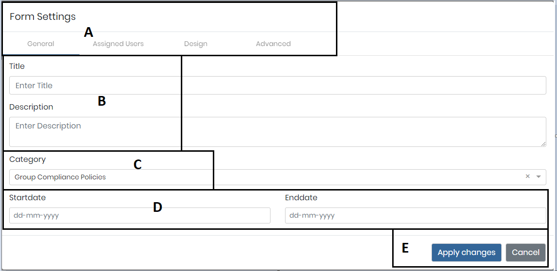 group settings with user/organization selection and Apply changes